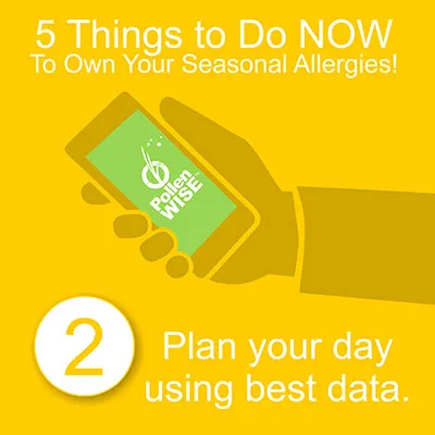 Pollen Wise app screen used to plan activities around pollen levels.